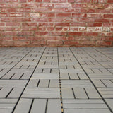 Deck Tiles - Patio Pavers - Acacia Wood Outdoor Flooring - Interlocking Patio Tiles - 12"x12" (20 Pack) - Modern Grey Finish - Checker Pattern Decking 3rd Street Inn
