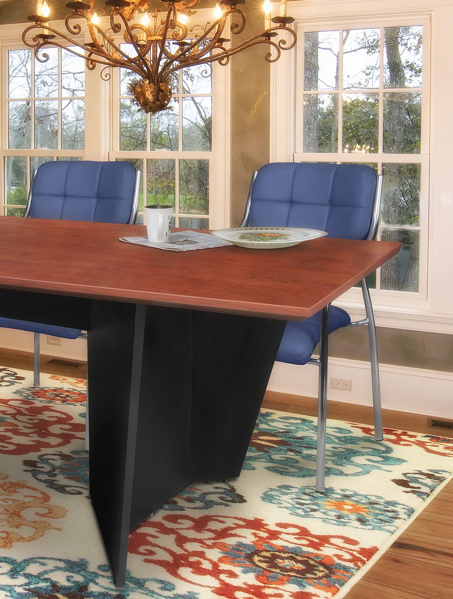 Array 120" Conference Table with Power Data Grommet- Cherry/Black - WoodArtSupply