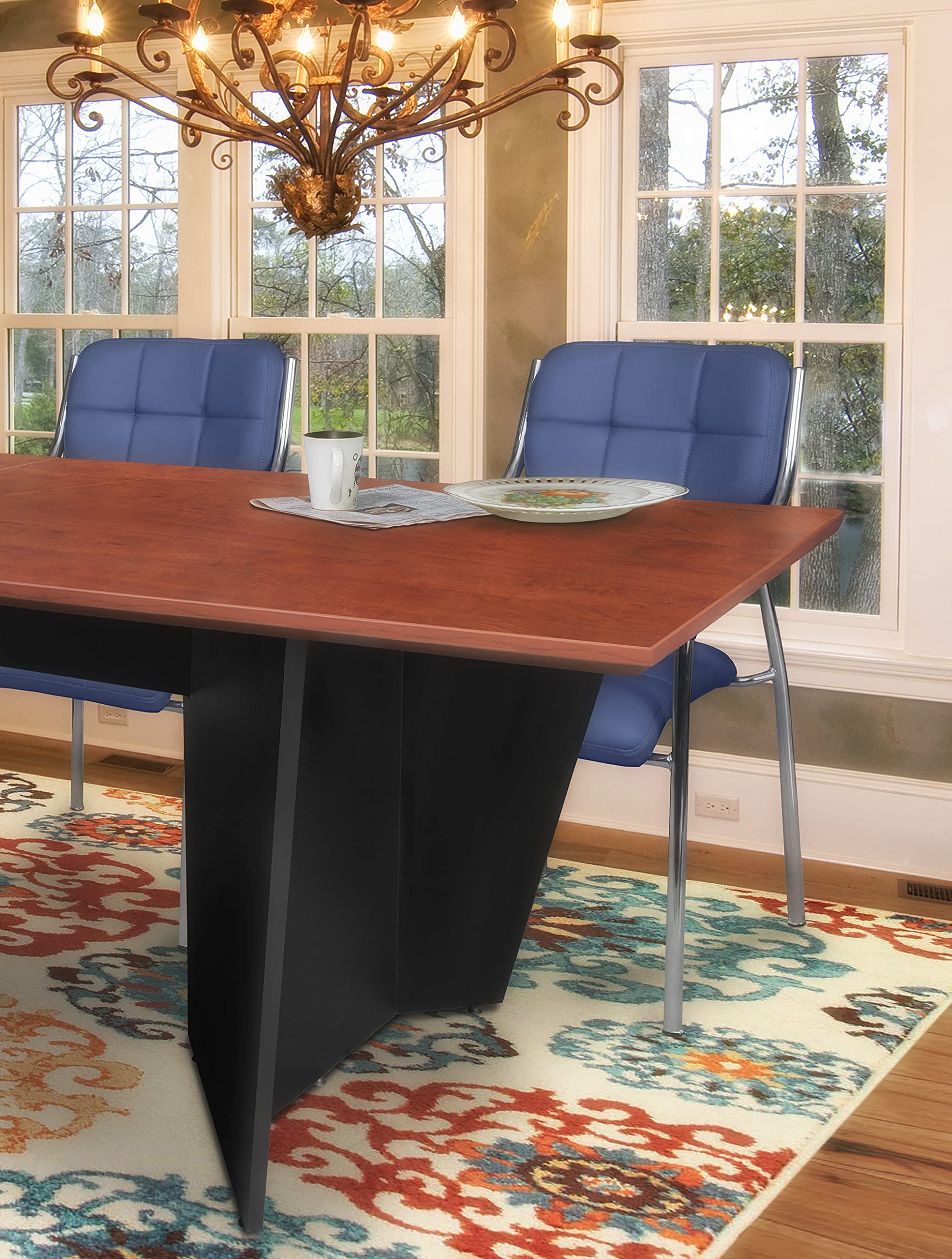 Array 120" Conference Table with Power Data Grommet- Cherry/Black - WoodArtSupply