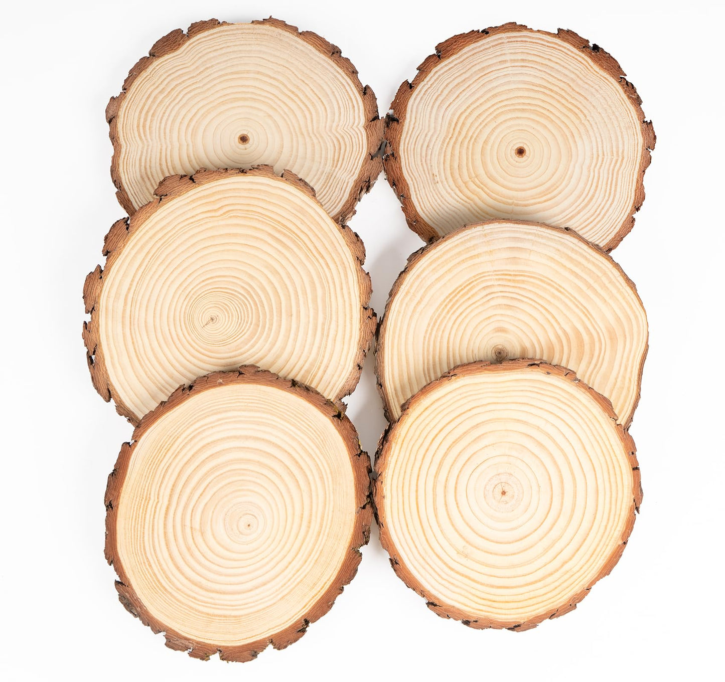 ilauke Wood Slices for Centerpieces, 6Pcs Large Unfinished Wood Slices 7-8 Inches Round Wooden Circle with Tree Bark, Wooden Discs for DIY Painting Crafts, Weddings Centerpieces Decor