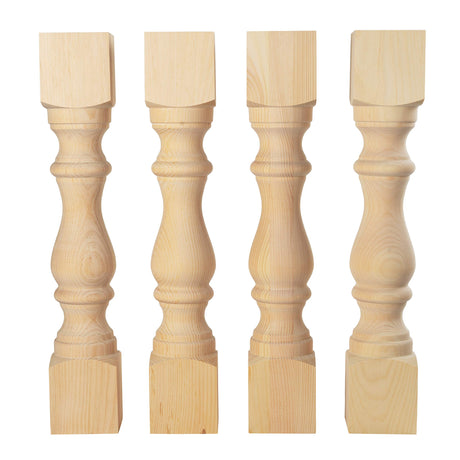 CAROLINA LEG CO. Monastery Farmhouse Dining Table Legs - Handmade in USA - Unfinished - DIY Furniture - Turned Legs - Set of 4 - Dimensions: 5" x 29" CAROLINA LEG CO.
