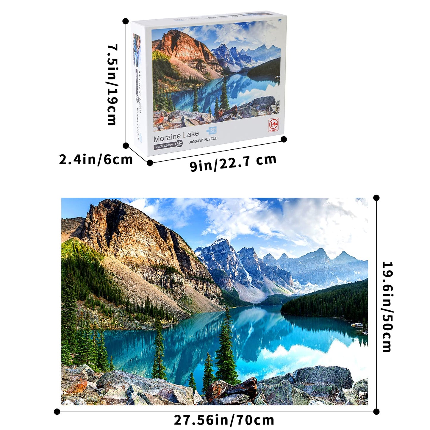 Yundu 1000 Piece Puzzles for Adults, Moraine Lake Jigsaw Puzzle