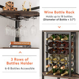 Tribesigns Corner Wine Rack with Glass Holder and Storage Shelves, 4 Tier Corner Bar Corner Wine Cabinet, Industrial Corner Wine Shelf for Living Room, Small Space (Brown) Tribesigns