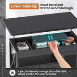 Itaar 40" Lift Top Coffee Table, 4 in 1 Coffee Tables with Storage Cabinet for Living Room, Small Farmhouse Coffee Table with 2 Fabric Drawers & LED Light for Dining Room, Black Itaar
