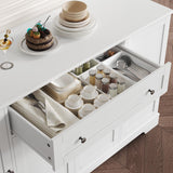 HITHOS 54" Buffet Cabinet with Storage, Modern Kitchen Buffet Sideboard with Drawer, Wood Coffee Bar Cabinet with Adjustable Shelves, Kitchen Storage Cabinet for Dining Room, Living Room, White HITHOS