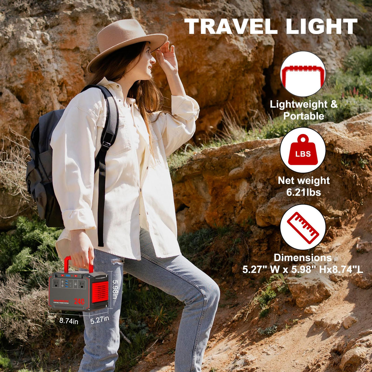 MARBERO Portable Power Station 240Wh 350W Peak Camping Portable Power Bank with AC Outlet 110V(3*USB A, 2*USB C, 2*AC,2*DC) Solar Generator for Outdoor Travel Home Emergency Hurricane MARBERO