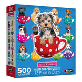 RoseArt - Mini-Shaped - Pups in Cups - 500 Piece Jigsaw Puzzle for Adults RoseArt
