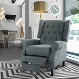 YITAHOME Wingback Push Back Recliner Chair, Modern Accent Arm Chair, Comfy Fabric Upholstered Tufted Accent Lounge Chair for Living Room/Bedroom/Office, Solid Wood Legs, Grey YITAHOME
