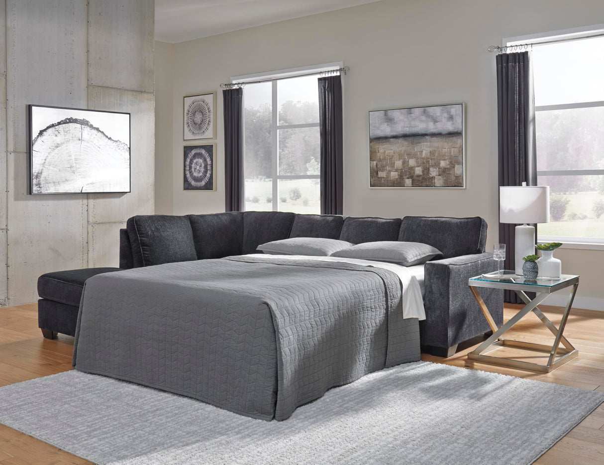 Signature Design by Ashley Altari Urban Left-Arm Facing 2-Piece Sleeper Sectional with Chaise, Loose Seat Cushions, 2 Throw Pillows and Bi-Fold Memory Foam Mattress, Full, Gray Signature Design by Ashley