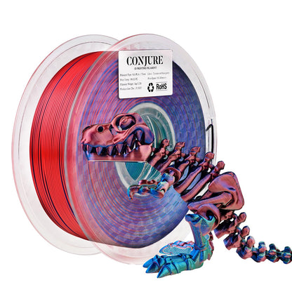 Chitu Systems Conjure Silk PLA 3D Printer Filament, 1.75mm Dual Color Filament, Silk Red Blue Green 3D Printing Filament 1KG/2.2lb (A-Silk PLA-Red+Blue+Green 1kg) - WoodArtSupply