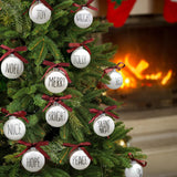 Christmas Ornaments - Set of 12 Shatterproof White Bulbs Adorned with Buffalo Plaid Bows - Rustic Farmhouse Christmas Tree Decorations for Xmas Tree Decor ORIENTAL CHERRY