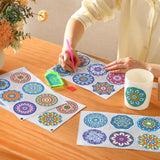 Saillong 36 Pcs Mandala Diamond Painting Sticker 5d DIY Diamond Sticker Mandala Painting Creative Decals Resin Rhinestone Gem Art Kits for Refrigerator Boho Home Crafts Adults Gift Decor Saillong