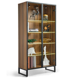 EUREKA ERGONOMIC Curio Cabinet with LED Lights, 4-Tier Adjustable Shelves Display Storage Cabinet Tempered Glass Door Tall Showcase for Collectibles Figurines Home Office Living Room Bedroom, Walnut EUREKA ERGONOMIC