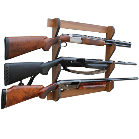 Rush Creek Creations Rifle and Shotgun Indoor Gun Rack for Wall - Stores Rifles, Shotguns, and AR-15 Style Firearms - Great Indoor 3 Gun Wall Mount Storage Display Rack - Dark Walnut Finish Rush Creek Creations