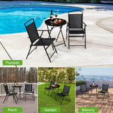 Backyard Expressions 3-Piece Folding Bistro Set – Outdoor Patio Furniture Set with 2 Mesh Chairs & Round Table – Weather-Resistant, Portable & Space-Saving Design for Balcony, Deck, Garden BACKYARD EXPRESSIONS PATIO · HOME · GARDEN