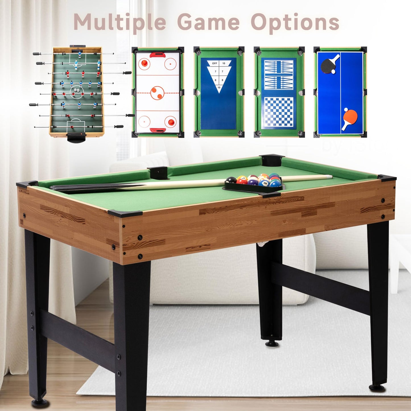 Sulives 2x4ft 13-in-1 Combo Game Table Set for Home,Combination Tables for Game Room, Friends & Family w/Hockey, Football, Billiards, Ping Pong, Shuffleboard, Chess, Checkers, Backgammon, Rin - WoodArtSupply