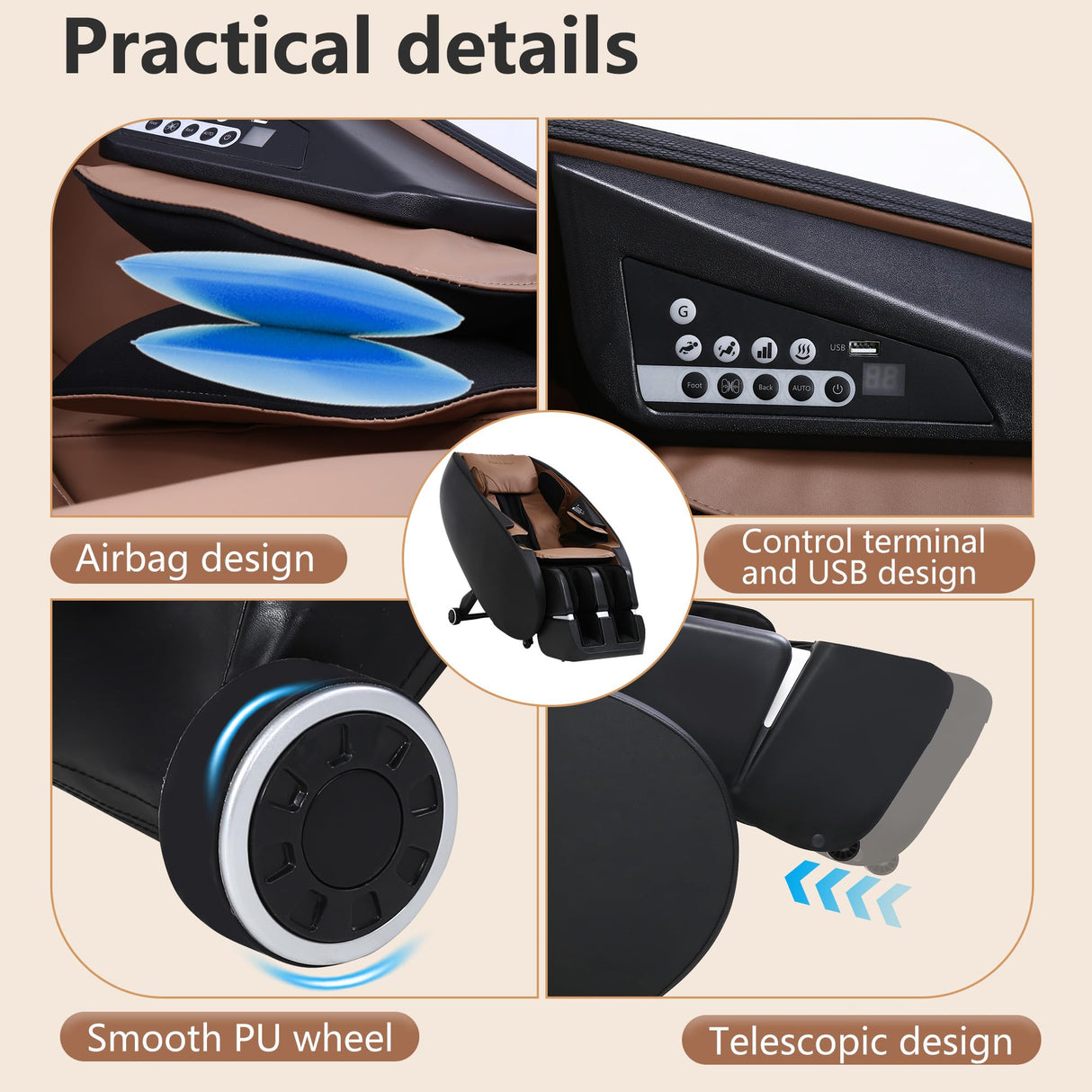 FDW 2025 Shiatsu Massage Chairs Full Body and Recliner Zero Gravity Massage Chair Electric with Built-in Heart Foot Roller Air Massage Easy to Move for Home Office,Black FDW