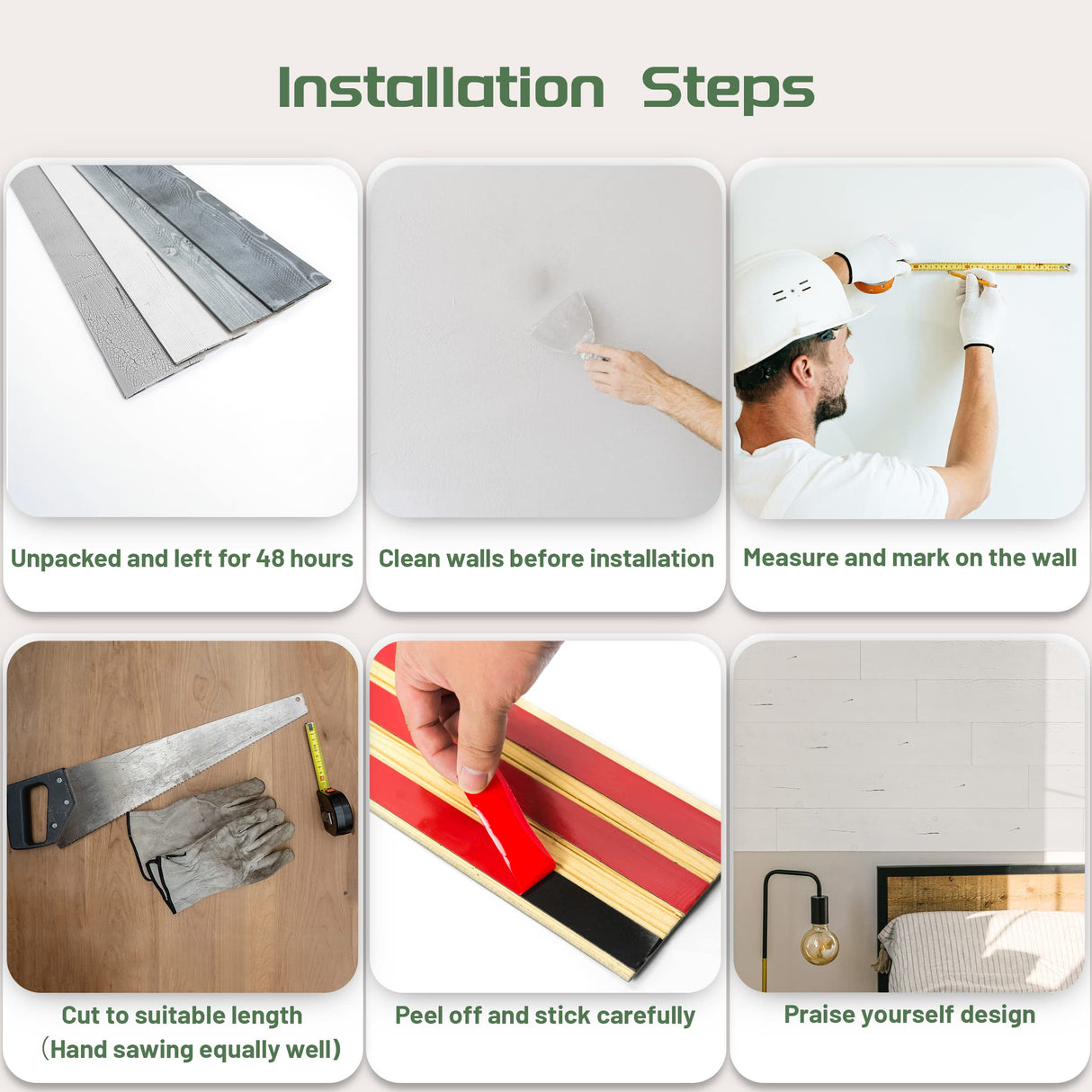 Brosisincorp Wood Panels for Wall Shiplap Planks Real Wood Boards Paneling, DIY Easy to Install Peel and Stick, Rustic Farmhouse Accent Wall - Wash White (5" Wide - 10 Pieces, 12.4 Sq. Ft) Brosisincorp