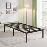 EMODA 18 Inch Twin Bed Frame No Box Spring Needed, Heavy Duty Tall Metal Twin Platform Bed Frames with Large Storage Space, Noise Free, Easy Assembly, Black EMODA
