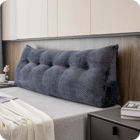 ZOEMO Large Bolster Triangular Headboard Wedge Backrest Positioning Support Bed Rest Reading Pillows Headboard Wedge Pillows for Day Bed Bunk Bed with Removable Cover, Full (54x8x20 Inches) ZOEMO