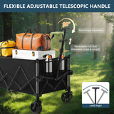 Favoyard Collapsible Wagon Carts Foldable 220L & 360LBS Portable Folding Wagons with All-Terrain Wheels & Brakes Heavy Duty Outdoor Utility Carts for Grocery Camping Shopping Sports Garden Favoyard