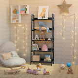 Himimi Black Ladder Bookshelf, 5 Shelf Bookcase Industrial Bookshelf Wood and Metal Bookshelves, Plant Flower Stand Rack Book Storage Shelves for Living Room, Bedroom, Home Office Himimi