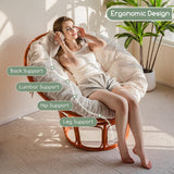 HIGOGOGO Papasan Chair Cushion with Corduroy Cover (Without Chair), 48 x 48 Inch Supportive Cushion, Overstuffed Chair Cushion,Beige HIGOGOGO