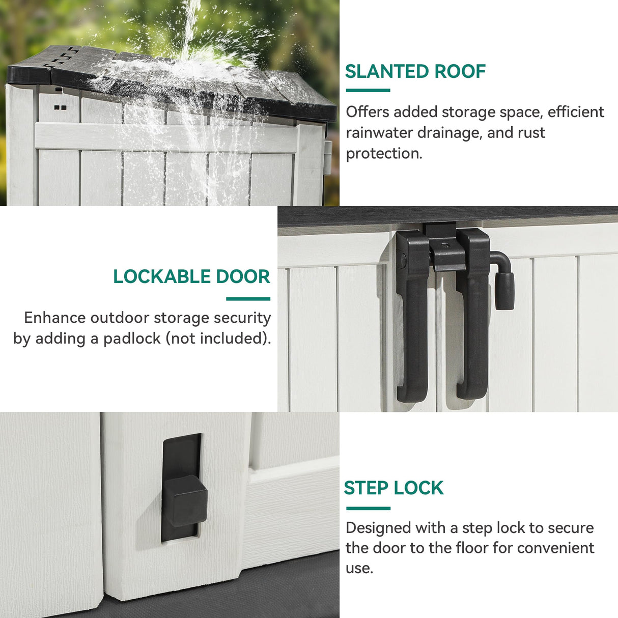 YITAHOME 36 cu ft Resin Outdoor Storage Shed, Weather-Resistant Horizontal Tool Shed, Waterproof Outdoor Storage with Lockable Doors & Air Vent for Trash Cans, Garden Tools (Light Gray) YITAHOME