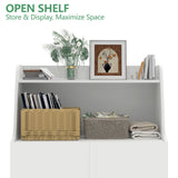 Amunrbrek Large/Tall Litter Box Enclosure, Modern Wooden Litter Box Furniture for XL Litterbox with Open Shelf as Sideboard Cabinet (White) amunrbrek