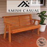 Amish Casual Heavy Duty 4 Foot Roll Back Outdoor Bench in Cedar Stain - Amish Made in The USA from Treated Pine for Outdoor Durability, 700 Lb Weight Capacity Amish Casual