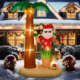 Liliful 8 Ft Tall Christmas Santa Inflatable Outdoor Decorations Hula Santa Claus on Beach Palm Tree Outdoor Xmas Blow Up Yard Decoration with LED Lights for Christmas Party Outdoor Garden Lawn Patio Liliful