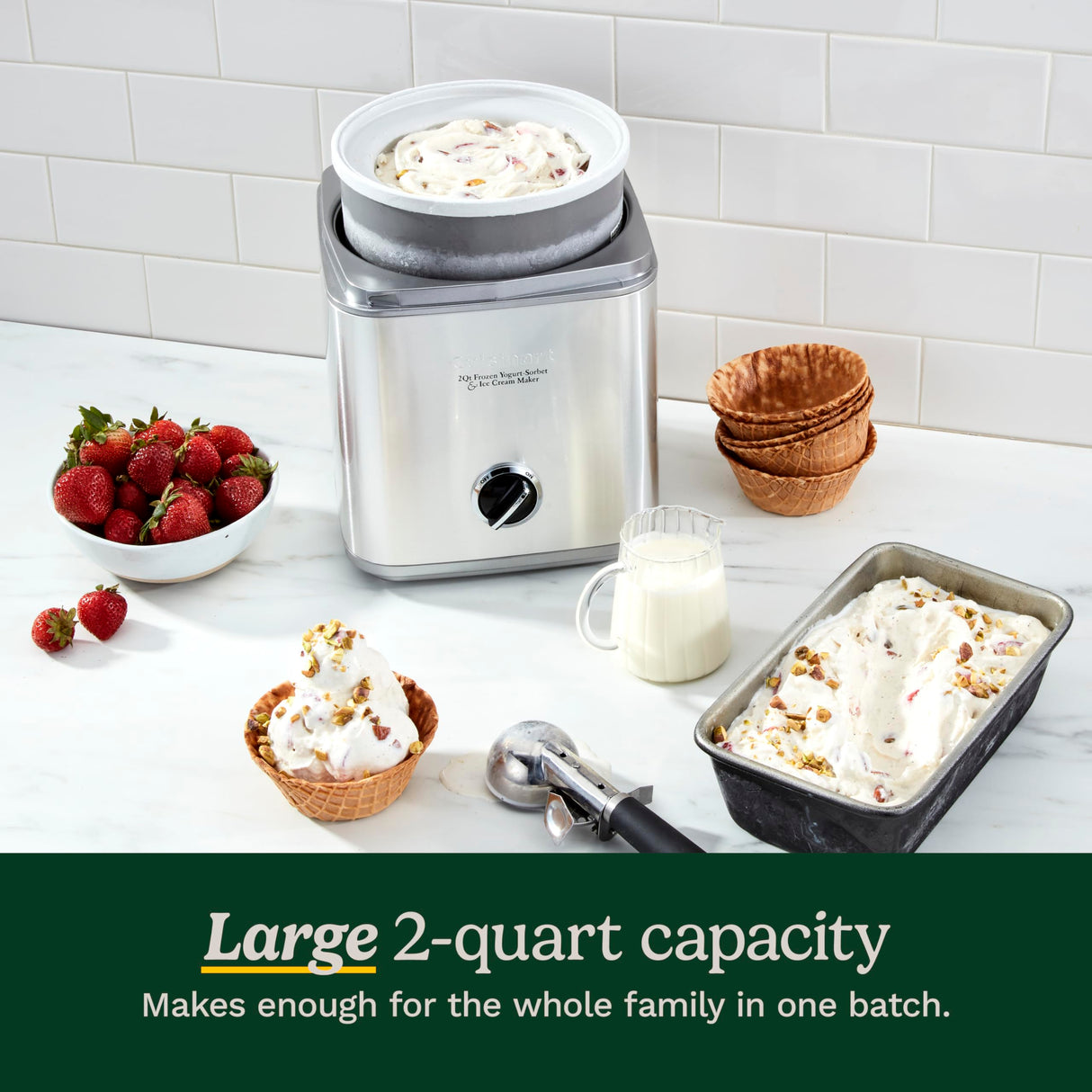 CUISINART Ice Cream Maker, Ice Cream and Frozen Yogurt Machine, 2-Qt. Double-Insulated Freezer Bowl, Silver, ICE30BCP1 Cuisinart
