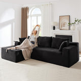 104 Inch Cloud Sectional Couch with L-Shape Chaise,Modern Upholstered Couches with Deep Seat,Corduroy Sponge Compressed Sofa for Living Room,No Assembly Required (Black) ZKJOLMN