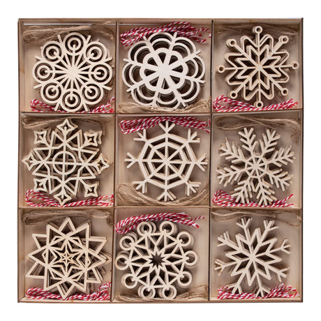 Joiedomi 36 Pcs Snowflake Wooden Christmas Ornaments Hanging Ornaments for Christmas Tree Decoration, Indoor/Outdoor Holidays, Party Decoration, Tree Ornaments Joiedomi