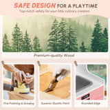 BIERUM Play Kitchen with Realistic Lights & Sounds, Wooden Kitchen Playset with 28 Pcs Toy Food & Cookware Accessories, Toy Kitchen with Plenty of Play Features, Idea Gift for Boys and Girls Ages 3+ BIERUM