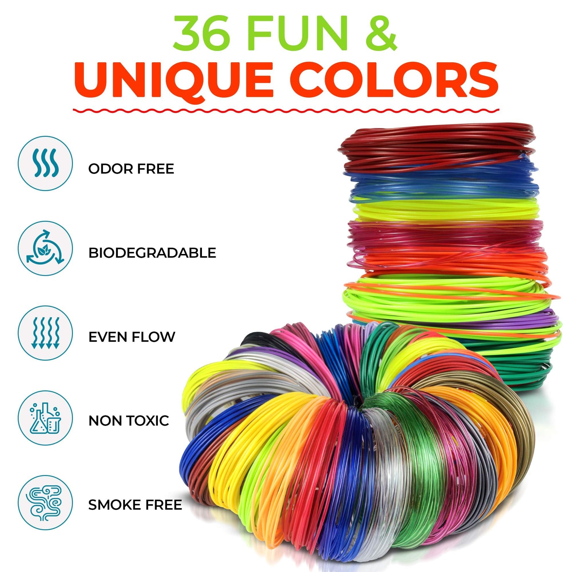 3D Pen Filament with Silicon Design Mat and Compatible Stencils Book with 11 Templates - 1.75mm PLA Plastic Refills - 110 Meter of Assorted Filament for 3D Drawing and Doodling - WoodArtSupply