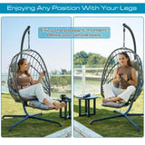 Hanging Egg Chair with Stand and Leg Rest – Rattan Wicker Swing Hammock Chair, UV-Resistant Cushion, Heavy-Duty Frame for Indoor & Outdoor Patio, Bedroom, Balcony, Garden – 330 lbs Capacity. Outlux