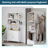 MIIIKO Metal Storage Cabinet with Shelves, 71" Tall Steel Stand Rack Shelf with Pegboard, Home Office Bookcase with Display Shelf MIIIKO