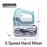 Hamilton Beach Professional 5-Speed Electric Hand Mixer with Snap-On Storage Case, QuickBurst, Stainless Steel Twisted Wire Beaters and Whisk, Mint (62658) Hamilton Beach Professional