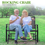 Backyard Expressions 2-Person Outdoor Glider Bench, Patio Double Swing Rocking Chair Loveseat w/Powder Coated Steel Frame for Backyard Garden Porch, Black Frame - Heathered Grey Sling Fabric BACKYARD EXPRESSIONS PATIO · HOME · GARDEN