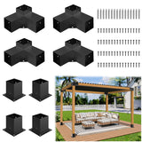 Jurrque Aluminum Alloy Pergola Kit with 3-Way Brackets for 4"x 4" Lumber,Lightweight,High-Strength DIY Pergola Brackets Support for Pergolas,Gardens,Outdoor Shelters,Gazebo Brackets Includes Screws. Jurrque