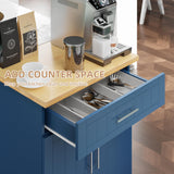 Shintenchi Kitchen Island Cart with Storage,Rolling Kitchen Island Side Table on Wheels with Large Worktop,Storage Cabinet,Towel Rack and Drawers for Kitchen,Dinning Room, Blue Shintenchi