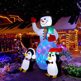 Christmas Inflatables Outdoor Decorations, 8 FT Inflatable Snowman with Penguins, SOLLED Blow Up Xmas Decorations Clearance Indoor Outdoor Yard Garden Patio Lawn Decor with LED Christmas Lights SOLLED