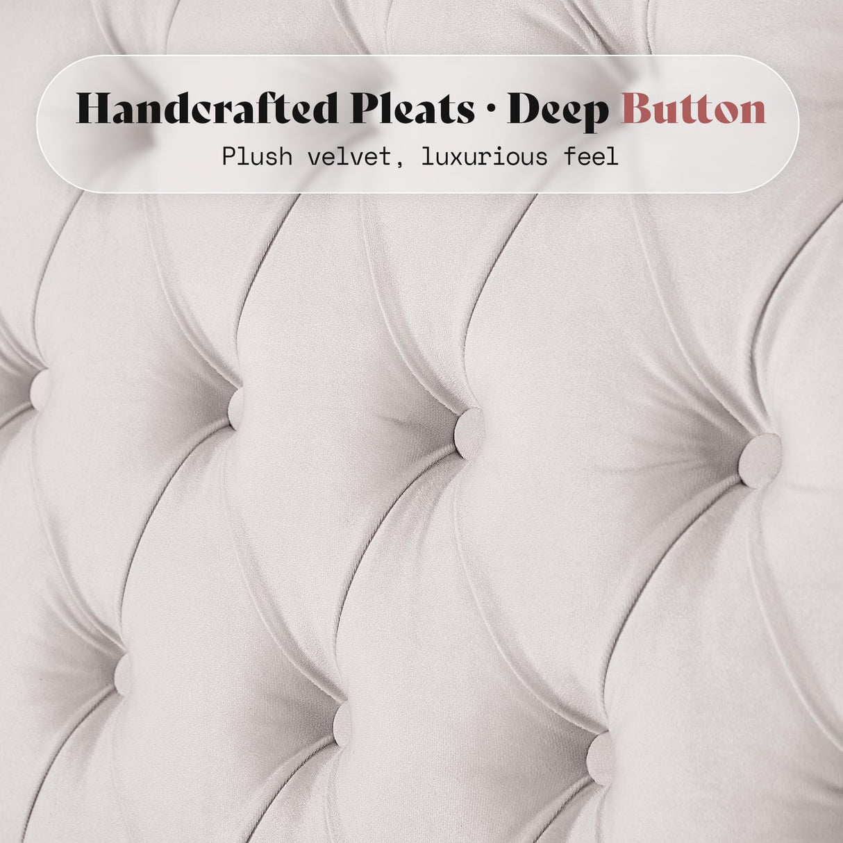 AMERLIFE Queen Size Bed Frame with 60" Tall Wingback Headboard, Velvet Upholstered Platform, Button Tufted Sleigh Design, No Box Spring Needed,Cream AMERLIFE