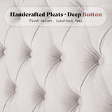 AMERLIFE Queen Size Bed Frame with 60" Tall Wingback Headboard, Velvet Upholstered Platform, Button Tufted Sleigh Design, No Box Spring Needed,Cream AMERLIFE