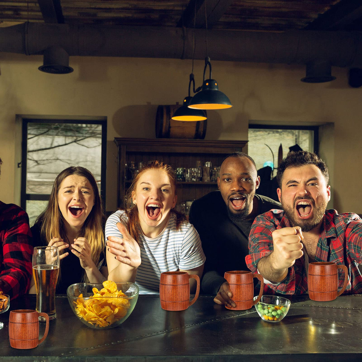 2 Pieces 17 oz Wooden Beer Mugs Wood Drinking Cup Wood Beer Stein Tankard Mug Tea Cup Barrel Mug Craft Tankard Wooden Drinkware with Handle for Tea Water Milk Men Women Coffee Travel Outdoor Suclain