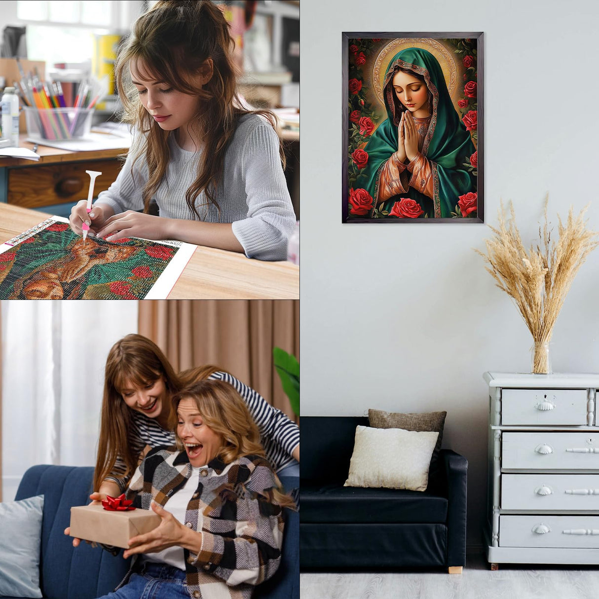 CEOVR Virgin Mary Diamond Painting Kits for Adults, Nativity Diamond Art Dots 5D Full Drill DIY Gem Art, Adult Crafts Kits Arts and Crafts, Wall Decor for Home Office 12x16in CEOVR