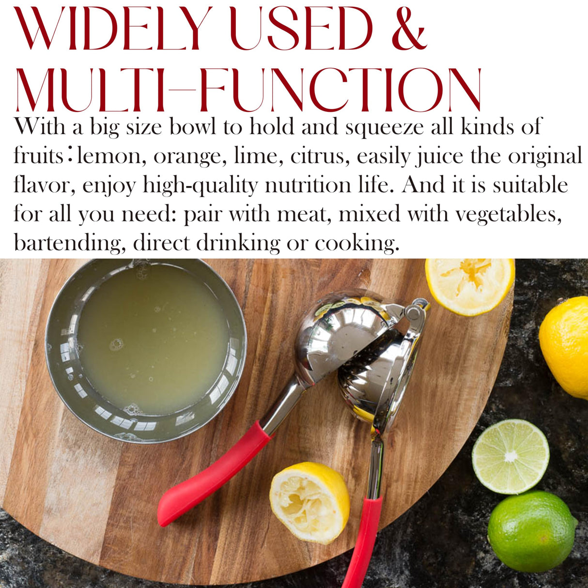 Bellemain Citrus Juicer | Metal Lemon Squeezer | Lime and Lemon Juicer Stainless Steel with Silicone Handles | Manual Juicer, Citrus Squeezer, Hand Held Juicer | Bar Juicer for Bartender Accessories Bellemain