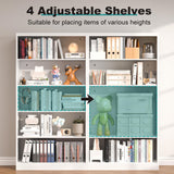 Book Shelf,5 Tier Metal Bookshelves,66" Tall Free Standing Bookcase with Adjustable Storage Shelves, Large Bearing for Bedroom Living Room Home Office,White Bookshelf (66" Bookcase) RpAosd