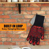 FITFIV BBQ Gloves 1472°F Heat Resistant Gloves, Silicone Non-Slip Kitchen Oven Mitts, Suitable for Grilling, Baking, Cooking, Outdoor Camping (Red) FITFIV